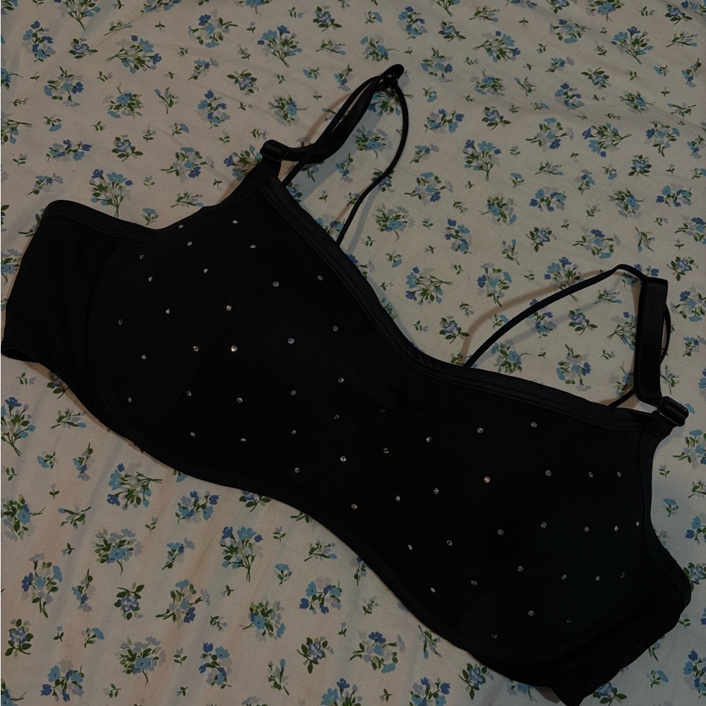 PINK Victoria's Secret Black Rhinestone Bra